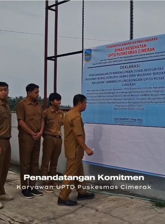 Deklarasi Zona Integritas, UPTD Puskesmas Cimerak Kabupaten Pangandaran 2025