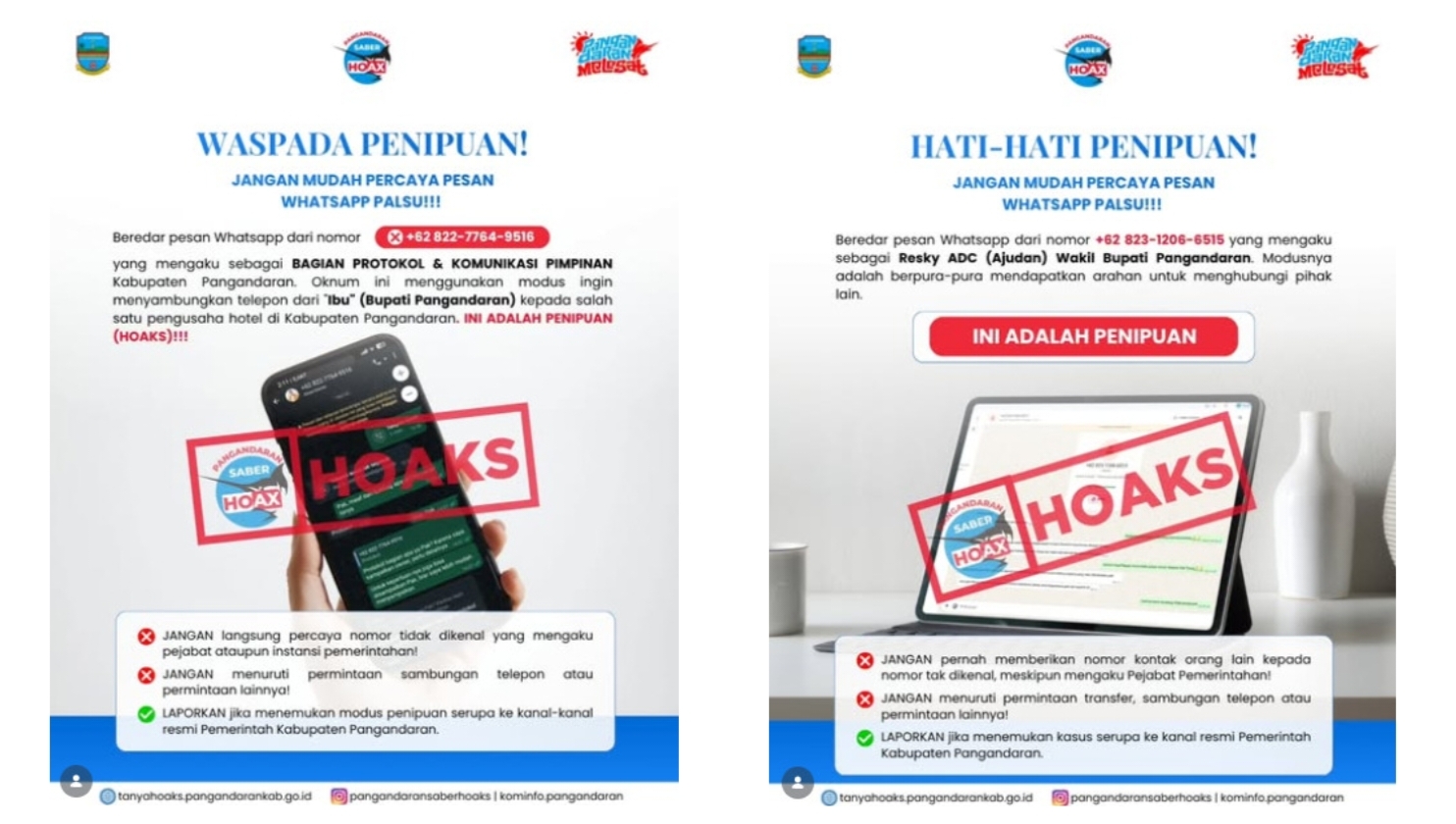 Diskominfo Kabupaten Pangandaran Imbau Warga Waspadai Nomor WhatsApp Palsu Catut Nama Pimpinan Daerah